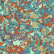 Abstract hand-drawn wave floral pattern N31