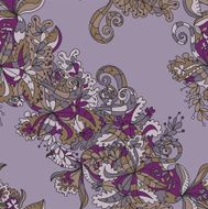 Abstract hand-drawn wave floral pattern N32