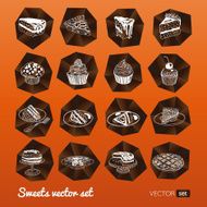 Vector collection of party pastry cakes and sweets icons