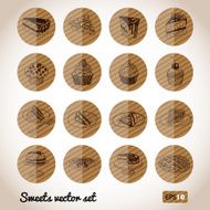 Vector collection of party pastry cakes and sweets icons N2