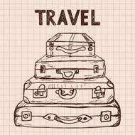 Hand drawn retro suitcases N2