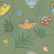 Seamless pattern with imaginary doodle flowers