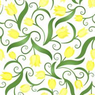 Seamless pattern with yellow tulips