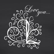 Love you Blackboard background Vector illustration N3