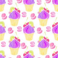 Watercolor cupcake pattern