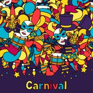 Carnival show seamless pattern with doodle icons and objects N5