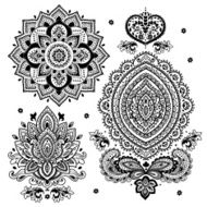 Set of Indian floral ornaments Mandala Henna N2