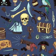 colored Pirates pattern Hand drawn N2