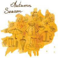 Autumn season set doodles elements Hand drawn doodle collection isolated N2