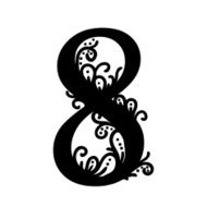 Set of Isolated stylized calligraphic illustrations