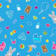Vector doodle hand drawn seamless baby and pregnancy pattern N2