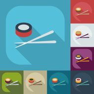 Flat modern design with shadow icons Japanese sushi N14