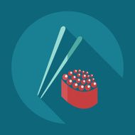 Flat modern design with shadow icons Japanese sushi N24