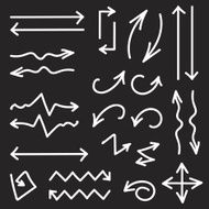 Vector black set of 26 hand drawn arrows N2