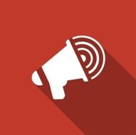 Megaphone icon with a long shadow N2