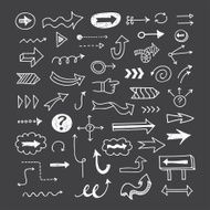 Vector set of hand drawn arrows white outline