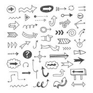 Vector set of hand drawn arrows dark outline