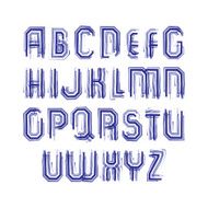 Multicolored handwritten striped uppercase letters vector doodl