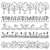 Set hand drawn nature border