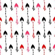 Seamless Pattern of Pink and Red Arrows Vector hand drawn