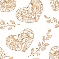Doodle heartsoutline seamless pattern
