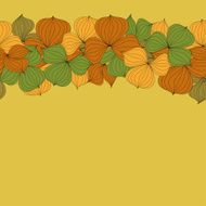 Vector seamless doodle border frame of autumn leaves