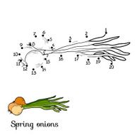 Numbers game fruits and vegetables (spring onions)