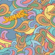 Colorful abstract hand-drawn seamless pattern waves background Summer hand