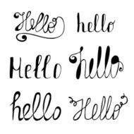 Hello in different style vector set Hand drawn collection