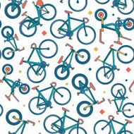 Vector seamless bicycle color pattern with borders