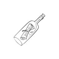 doodle bottle with a note N2