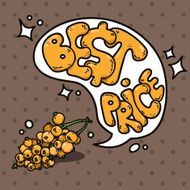 berries and speech bubble