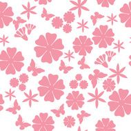 Seamless pattern with flowers and butterflies Vector illustration N2