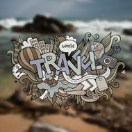 Travel hand lettering and doodles elements