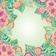 Vector template with colorful flowers and leaves