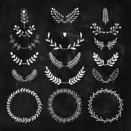 Set of vector handdrawn laurels and wreaths