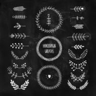 Set of vector handdrawn laurels and wreaths N2