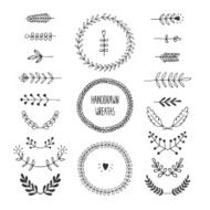 Set of vector handdrawn laurels and wreaths N4