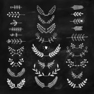 Set of vector handdrawn laurels wreath
