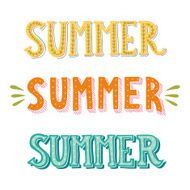 Collection of hand drawn words &quot;Summer&quot; in different styles