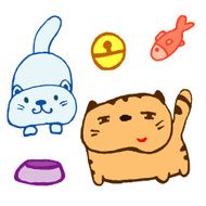 Set of sketch cartoon cats - art