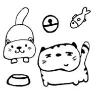 Set of sketch cartoon cats - art N2