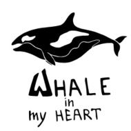 Silhouette killer whale with lettering - Whale in my heart