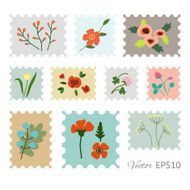 postage stamps with flowers