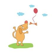 cartoon dog looking at bone