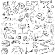 Hand drawn about healthy lifestyle on white background