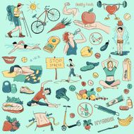 Hand drawn about healthy lifestyle