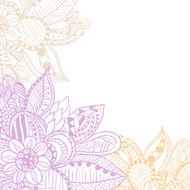 Frame decorated abstract flowers in Doodle style