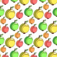 Vector seamless pattern with colorful apples Fruits stylized background