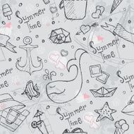 Seamless texture of summer vector hand drawn doodles